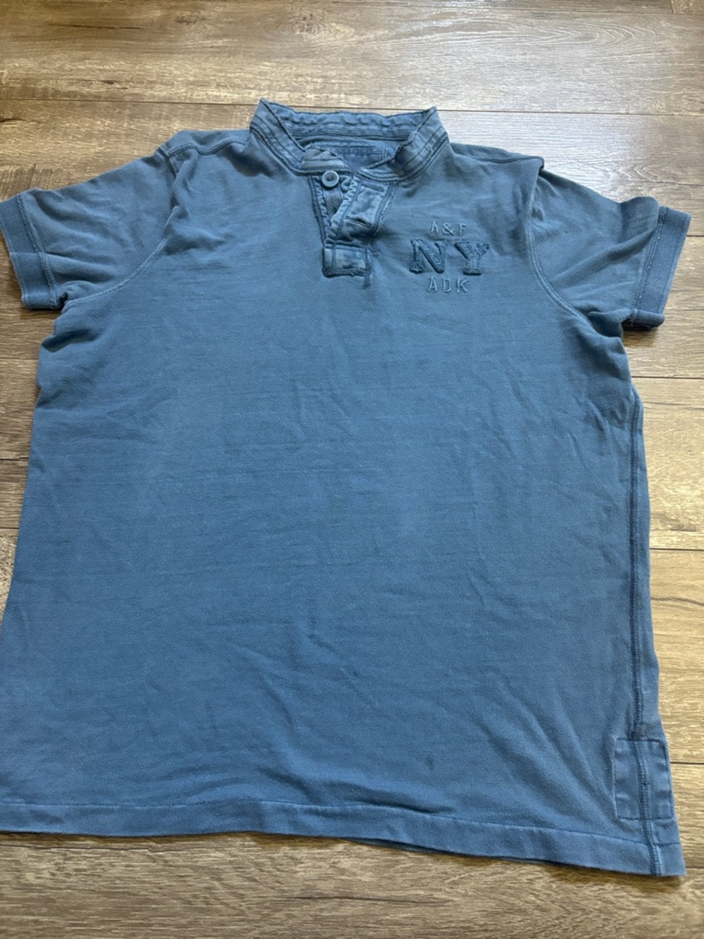 Abercrombie & Fitch Boys' Blue Henley Polo with NY Embroidery